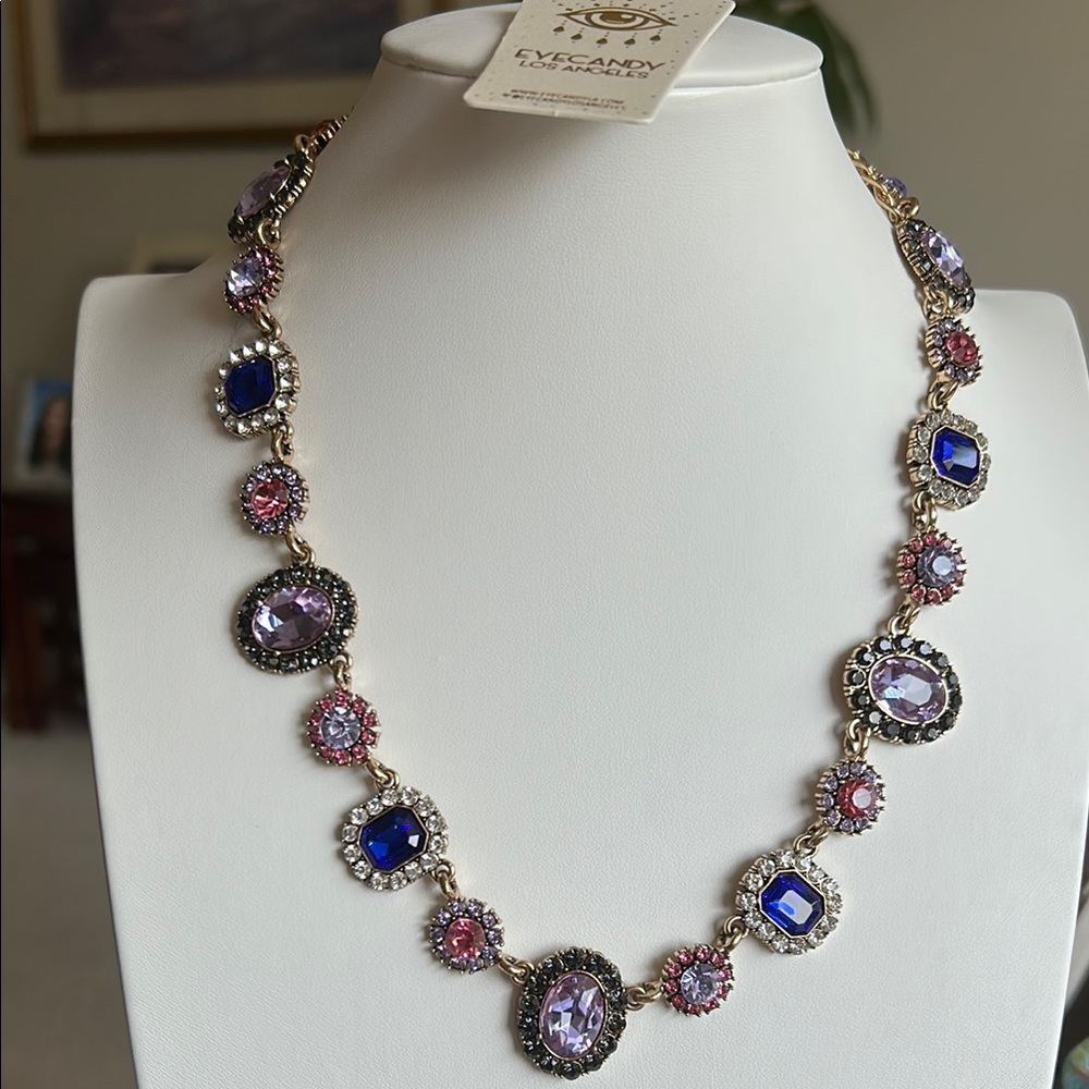 Eye Candy Blue and Pink Victorian-Inspired Necklace NWT AND ORIGINAL BOX.
